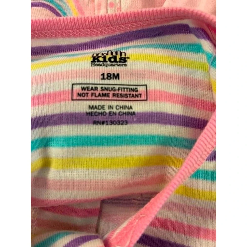 Kids Headquarters Pajamas Baby 18M Pink Purple Rainbow Unicorn 3 Pack Sleepers